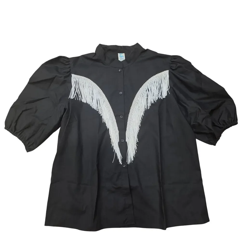Vintage Malco Modes swuare dance puff sleeve top sz L